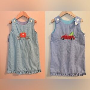 Girl's Reversible Appliqued A-Line Dress with Pumpkin and Christmas Tree Size 7